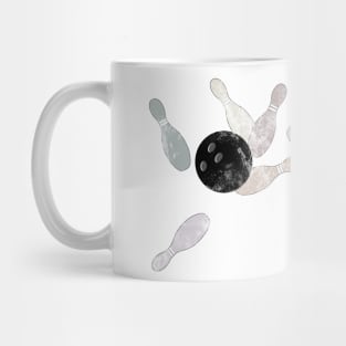 Distressed Bowling Ball and Pins Design Mug